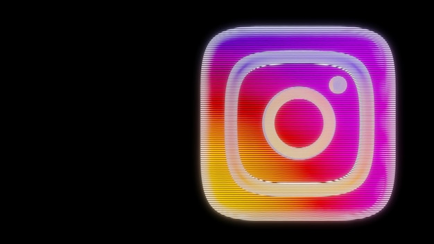 Hologram Style Instagram Logo 3D Render Modern