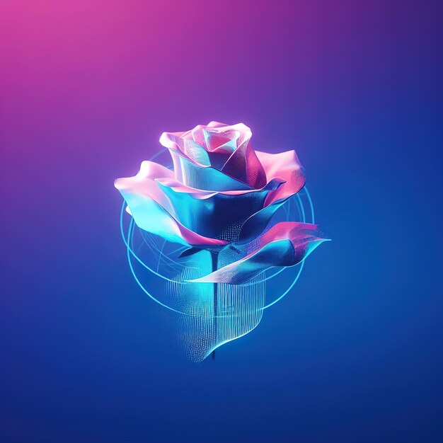 Photo hologram style rose created by ai generated