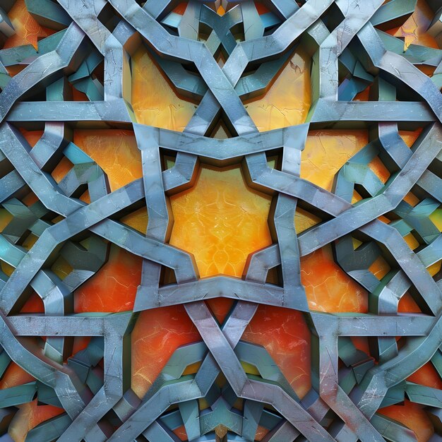 Photo holographic 3d geometric abstract pattern inspired by islamic art