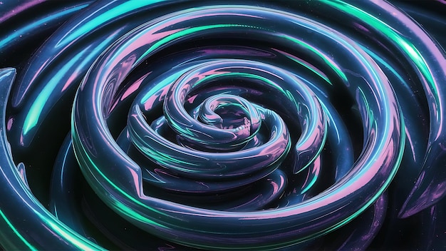 Photo holographic 3d spiral with neon highlights