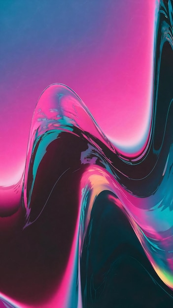 Holographic Abstract Texture With Vibrant Pink and Blue Waves