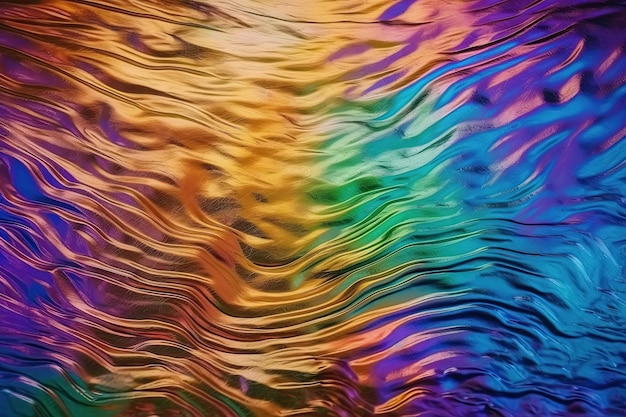 Holographic background with multicolored foil texture Generative AI illustration