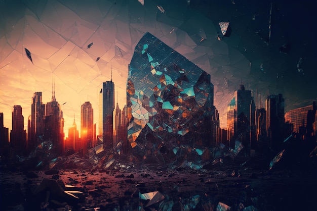 Holographic city in shattered glass