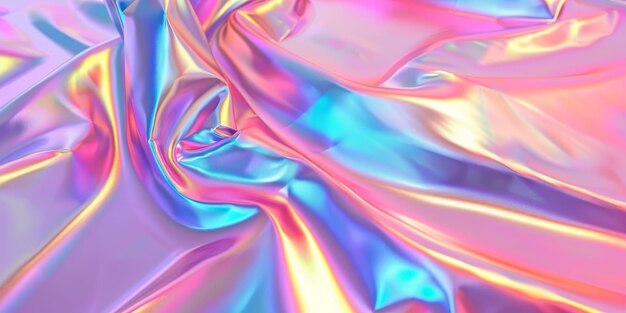 Holographic Color Gradient Background Shiny Iridescent Fabric with Rainbow Colors