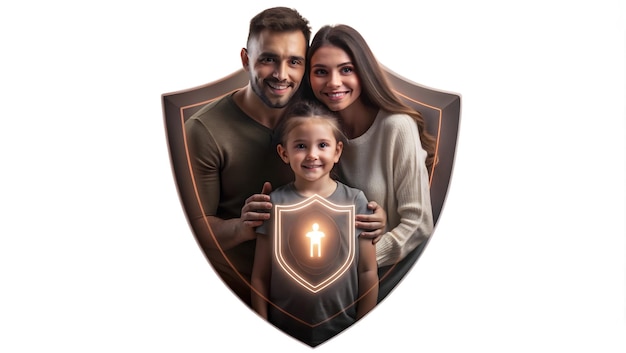 Holographic Family Shield with Glowing Protection Ideal for Insurance Healthcare and Family Prot