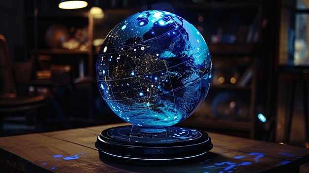 Photo holographic globe showcasing realtime planetary data