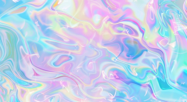 Holographic Gradient Background with Iridescent Hologram Effect Colorful Swirling Fluid Art