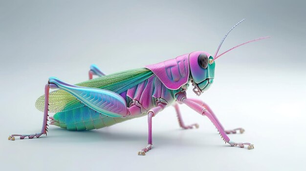 Photo a holographic grasshoppers daydream