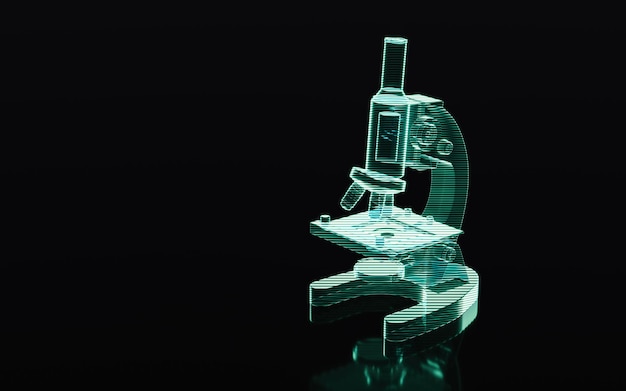 Holographic image of microscope futuristic element 3d rendering