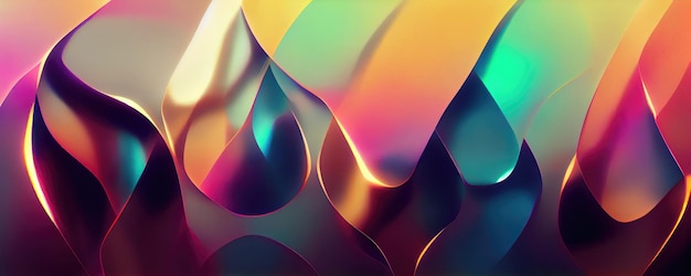 Holographic liquid glossy shapes and forms abstract background Generative AI