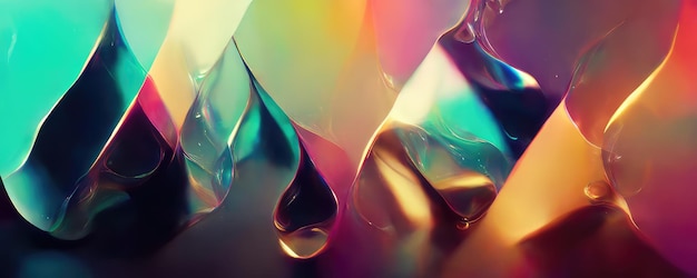 Holographic liquid glossy shapes and forms abstract background Generative AI