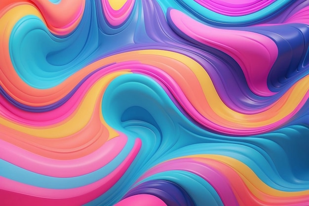 Holographic neon background Colorful psychedelic abstract Pastel color waves for background