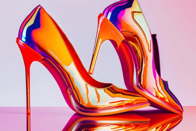 Holographic pointed toe heel Neural network AI generated