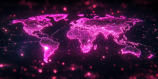 Photo a holographic projection of world map background