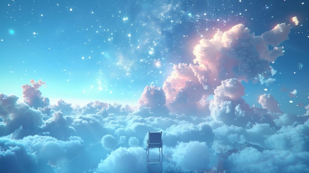 Holographic Sky Dynamics Dynamics of a holographic sky with clouds and stars glowing softly in a futuristic environment