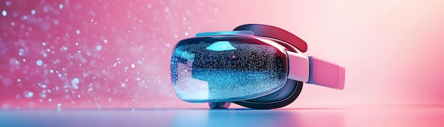 Photo holographic vr headset with floating elements concept as a vr headset with floating holographic elem