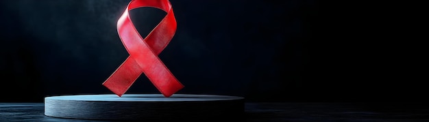 Photo holographic world aids day ribbon podium concept design a supportive podium with ample copy space f