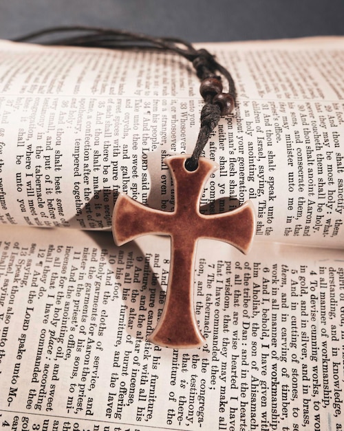 Holy Bible Christian Religion book and Cross