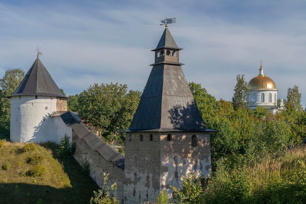 Holy Dormition PskovPechersk Monastery on a sunny summer day Pechory Pskov region Russia