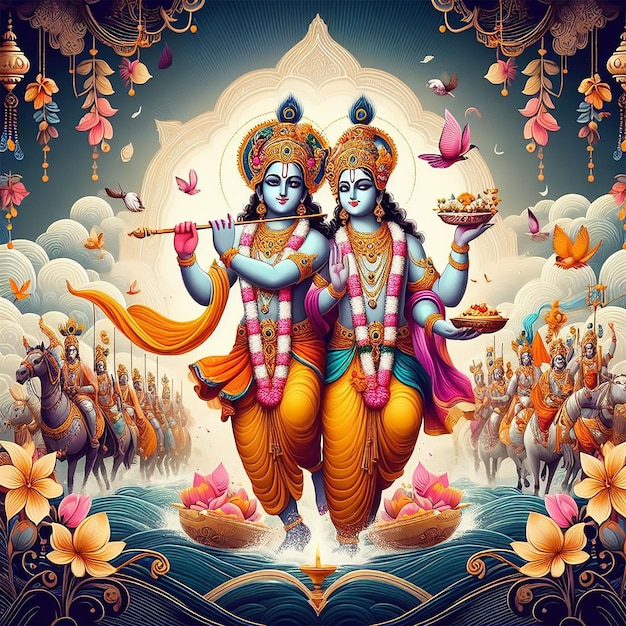 Holy festival template design Radha Krishna