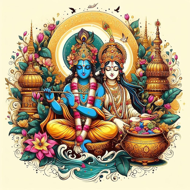 Holy festival template design Radha Krishna