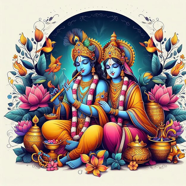 Holy festival template design Radha Krishna