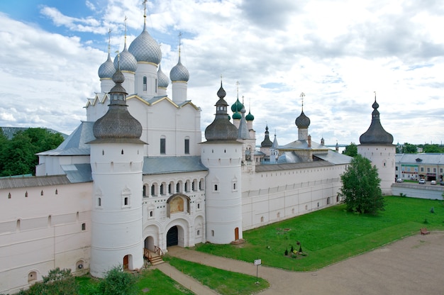 Holy Gates and the Resurrection Church. Kremlin of ancient town of Rostov Veliky.Russia