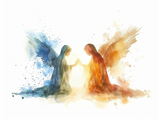 holy mary and the angel revelation easter watercolor clip art