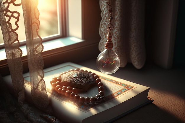 holy Quran book of Muslims in the mosque window