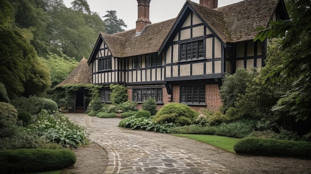 Home architecture design in Colonial Style with Center entrance