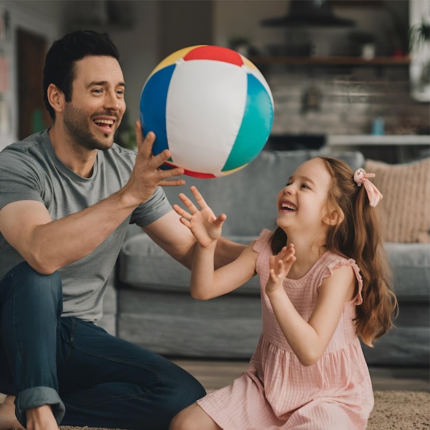 Home Bliss FatherDaughter Fun with Beach Ball Delight