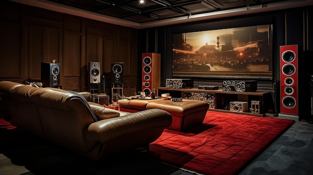 Photo home cinema system with vintage furniture