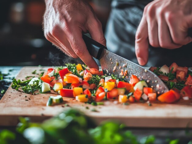 Home cook chopping vegetables for a delicious meal