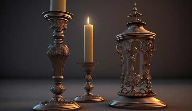 Home decor golden candle sticks interior pictures AI Generated image