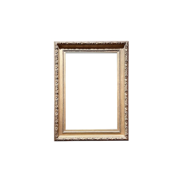 Home decor and interior design antique golden art gallery frame isolated on white background furniture and decoration