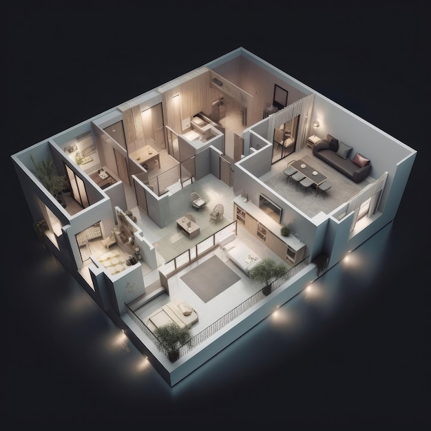 Home design 3d render 3d illustration