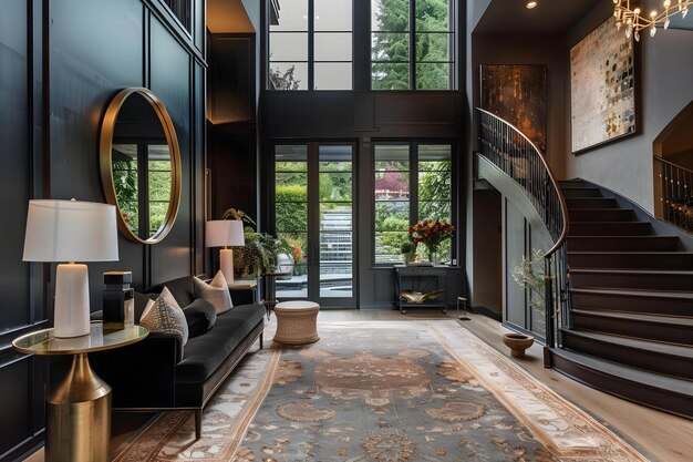 Home Entryway With Modern Furnishing And Design