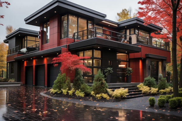 home exterior decoration with red theme inspiration ideas