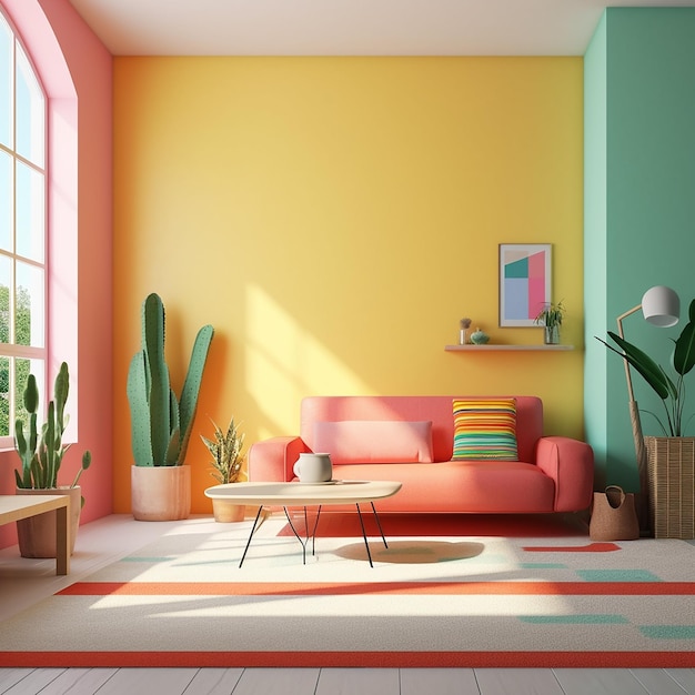 The home interior designe and colourful