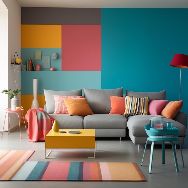 The home interior designe and colourful