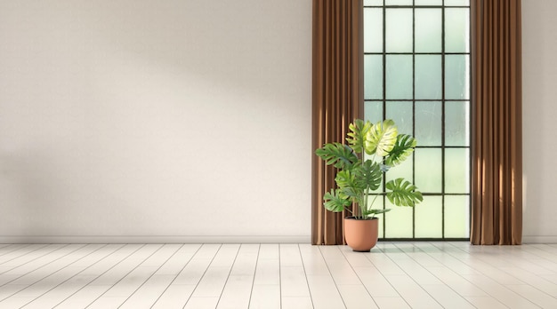 Home interior mockup on white wall background 3d render