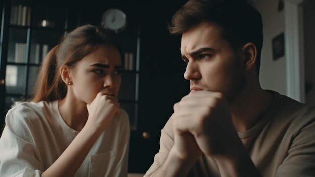 At home an irate young couple is arguing Concept of domestic abuse Generative AI