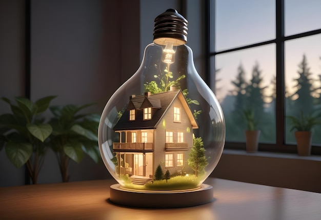 home in light bulb real estate concept