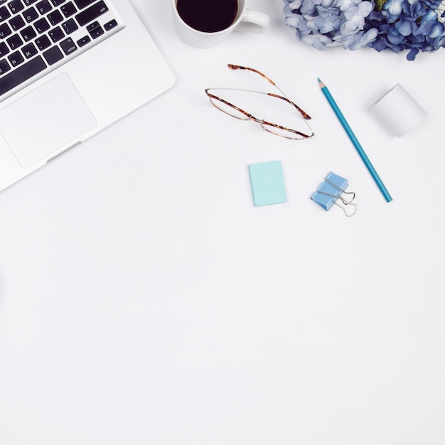 Home office desk workspace on white background. Small business concept.