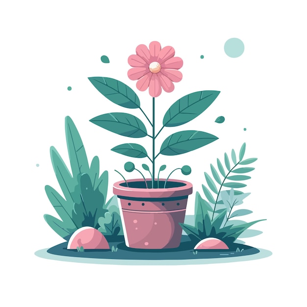 Photo home plants line illustration