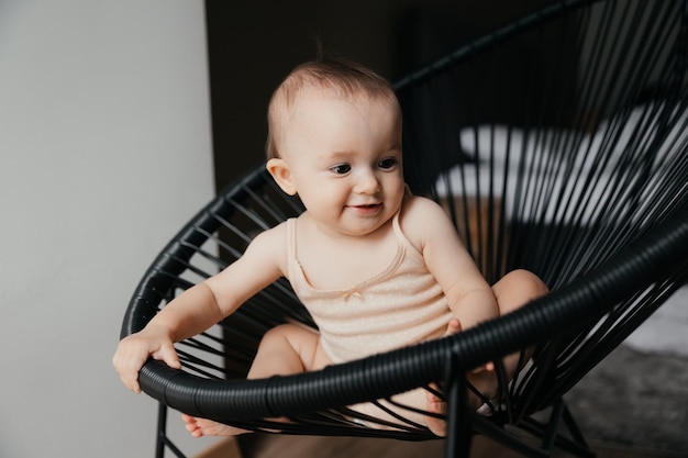 Home portrait of a cute little girl