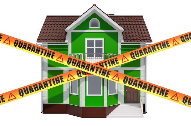 Photo home quarantine stay home save lives concept 3d rendering