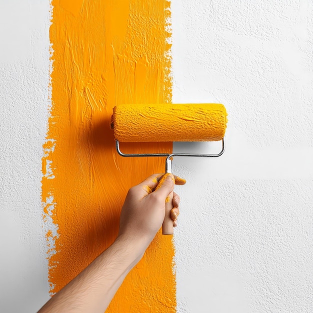 Home Renovation with Bright Orange Wall Painting