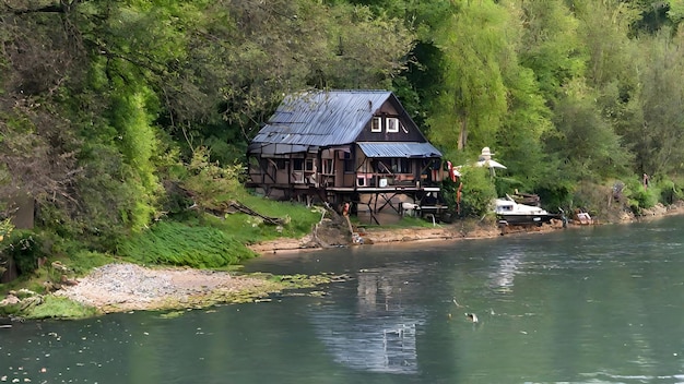 Home In River Background Very Cool