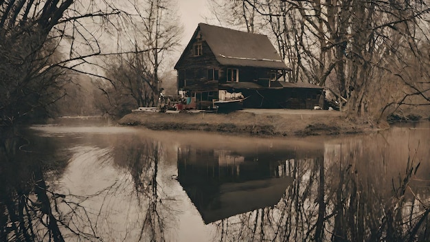 Home In River Background Very Cool